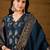 Women’s navy blue poly chanderi floral self-design gown with trouser & dupatta | elegant ethnic party wear set