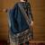 Women’s navy blue poly chanderi floral self-design gown with trouser & dupatta | elegant ethnic party wear set