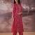 Pink embroidered pure cotton kurta trouser set