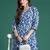 Blue printed pure cotton kurta trouser set