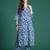 Blue printed pure cotton kurta trouser set