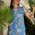 Blue printed linen kurta trouser set