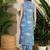 Blue printed linen kurta trouser set