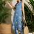 Blue printed linen kurta trouser set