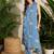 Blue printed linen kurta trouser set
