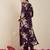 Purple printed viscose rayon kurta trouser set