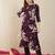 Purple printed viscose rayon kurta trouser set