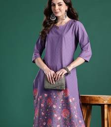 Lavender printed pure cotton kurta trouser set