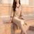 Beige printed pure cotton kurta trouser set