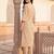 Beige printed pure cotton kurta trouser set