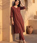 Multicolor printed pure cotton kurta trouser set
