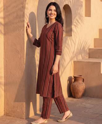 Multicolor printed pure cotton kurta trouser set 4