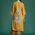 Mustard embroidered viscose rayon kurta trouser set