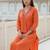 Orange embroidered liva kurta trouser set