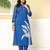 Blue printed pure cotton kurta trouser set