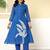 Blue printed pure cotton kurta trouser set