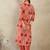 Orange embroidered pure cotton kurta trouser set