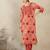 Orange embroidered pure cotton kurta trouser set