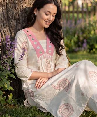 White embroidered pure cotton kurta trouser set 2