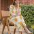 Off white printed pure cotton kurta trouser set