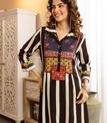 Black printed viscose rayon kurta trouser set