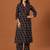 Black printed pure cotton kurta trouser set