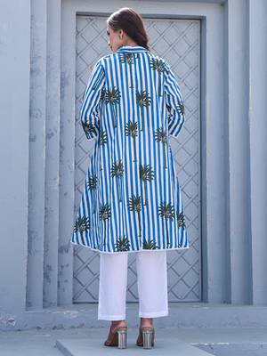 Multicolor printed pure cotton kurta trouser set 2