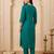 Green embroidered pure cotton kurta trouser set