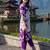 Purple printed pure cotton kurta trouser set