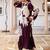 Burgundy printed viscose rayon kurta trouser set