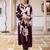 Burgundy printed viscose rayon kurta trouser set