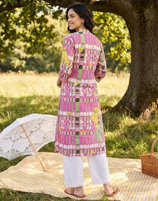 Purple printed pure cotton kurta trouser set 3