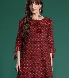 Maroon printed pure cotton kurta trouser set