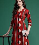 Maroon printed pure cotton kurta trouser set
