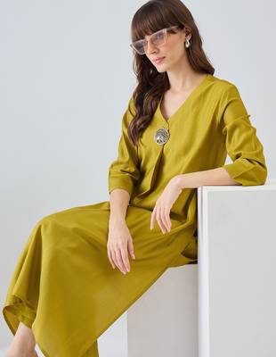 Olive printed liva kurta trouser set 1