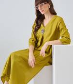 Olive printed liva kurta trouser set
