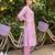 Pink printed pure cotton kurta trouser set