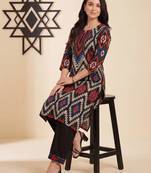 Black printed pure cotton kurta trouser set