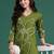 Green embroidered viscose rayon kurta trouser set