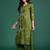 Green embroidered viscose rayon kurta trouser set