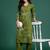 Green embroidered viscose rayon kurta trouser set