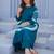Teal printed pure cotton kurta trouser set