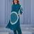 Teal printed pure cotton kurta trouser set