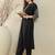 Black embroidered pure cotton kurta trouser set