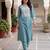 Blue embroidered silk kurta trouser set