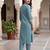 Blue embroidered silk kurta trouser set