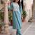 Blue embroidered silk kurta trouser set