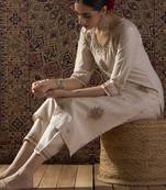 White embroidered liva kurta trouser set