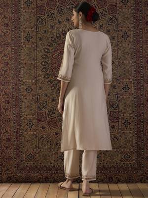 White embroidered liva kurta trouser set 2