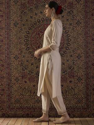 White embroidered liva kurta trouser set 3